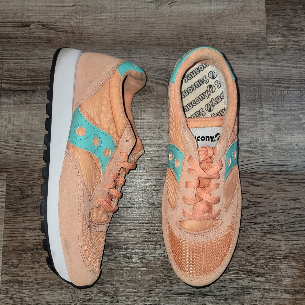 Saucony Peach and Teal Sneakers